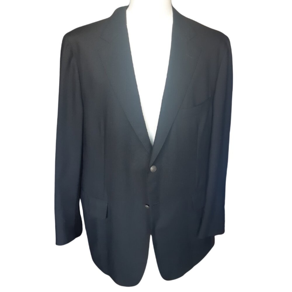 Samuelsohn SZ 46R Black Hopsack Men's "Brass" Button Sports Jacket